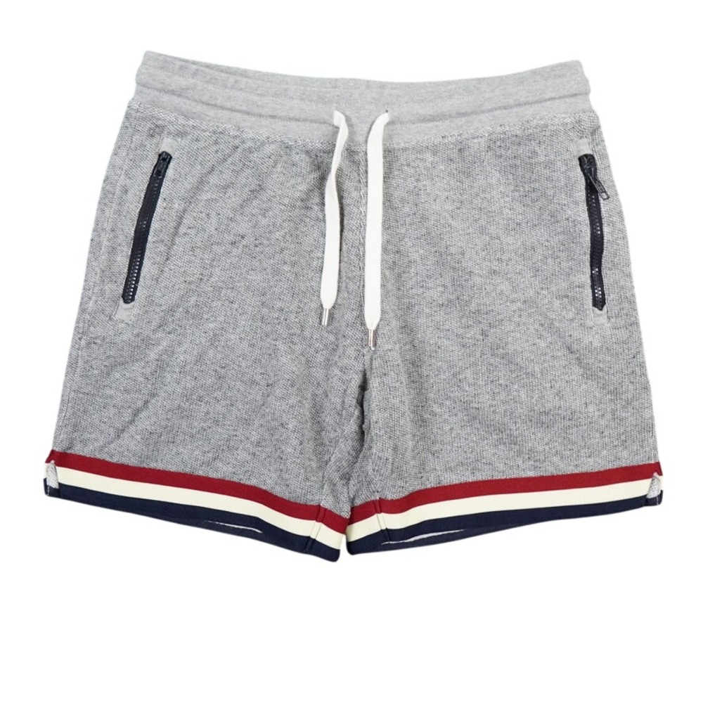 Chubbies The Hook Shot Shorts Men M Grey 30x6 Striped Hem Zip Pockets Streetwear